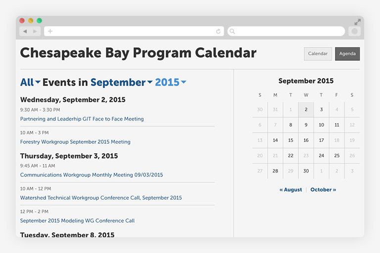 Chesapeake Bay Program calendar agenda