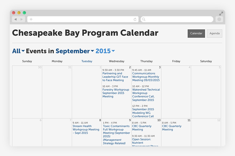 Chesapeake Bay Program calendar