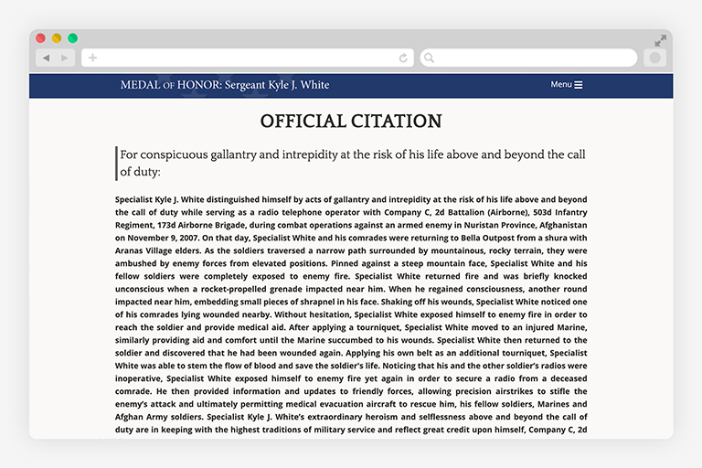 Medal of Honor citation
